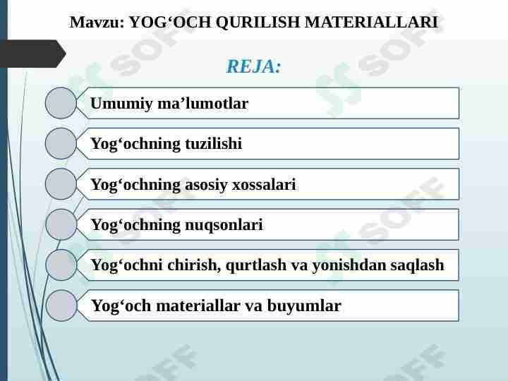 YOG‘OCH QURILISH MATERIALLARI