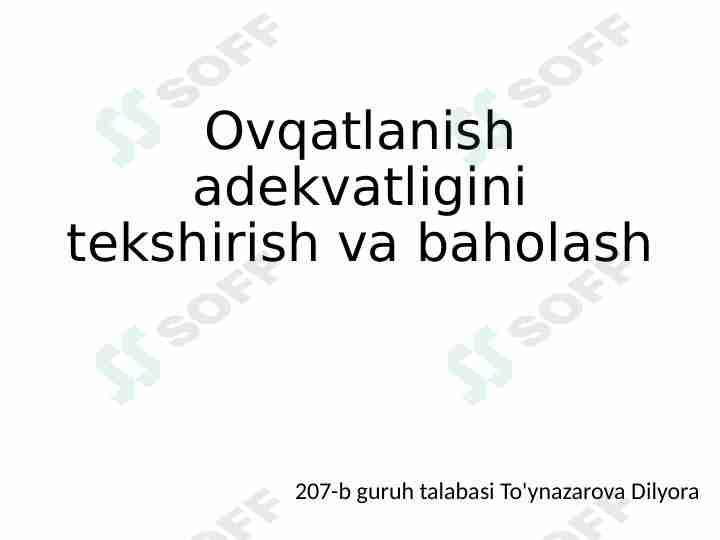 ovqatlanish adekvatligi