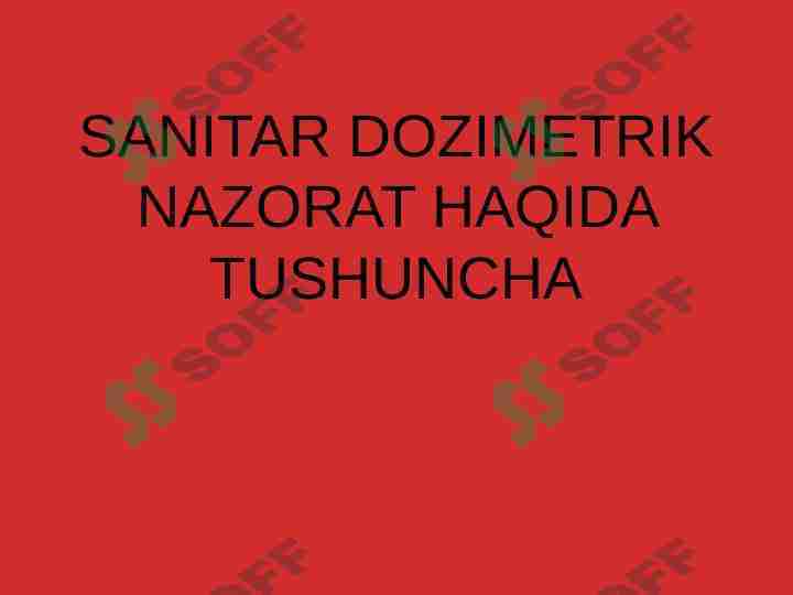 Sanitar dozimetrik Nazorat (Gigiyena)