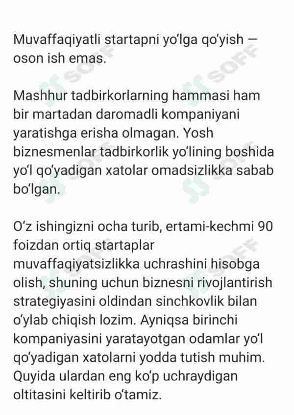 Yosh biznesmenlar uchun