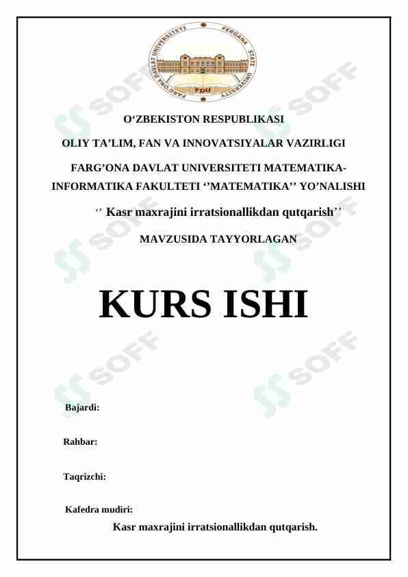 Kasr maxrajini irratsionallikdan qutqarish