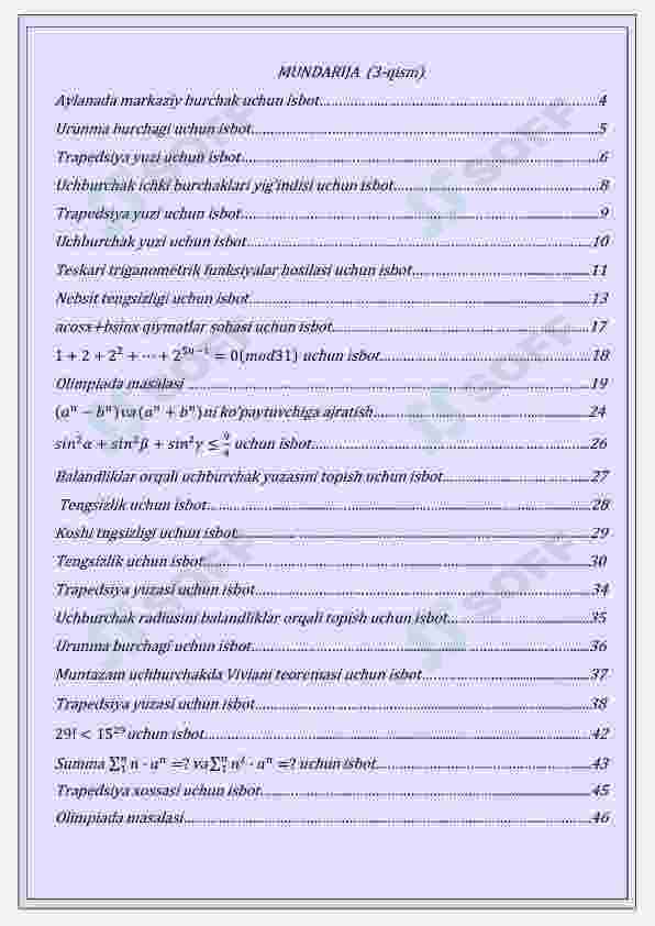 Matematika formulalar isboti 3-qism