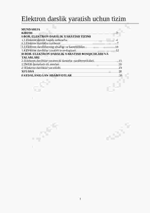 Kurs ishi C# dasturi - Elektron darslik yaratish uchun tizim