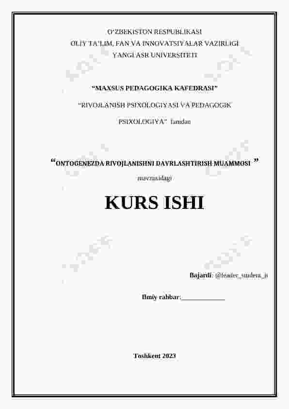 ONTOGENEZDA RIVOJLANISHNI DAVRLASHTIRISH MUAMMOSI
