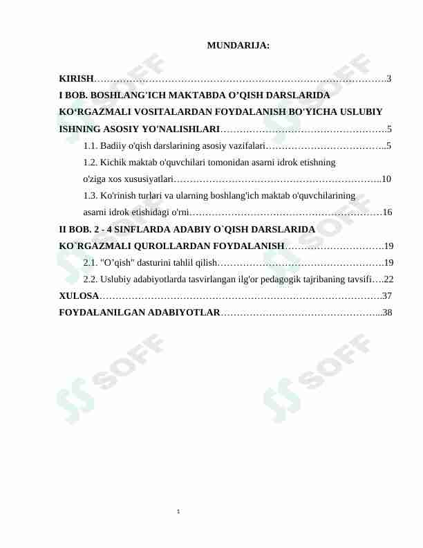 O‘QISH DARSLARIDA KO‘RGAZMALI VOSITALARDAN FOYDALANISH