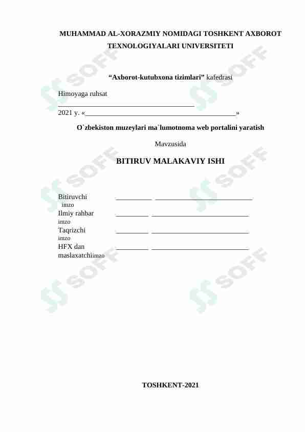 O`zbekiston muzeylari ma`lumotnoma web portalini yaratish