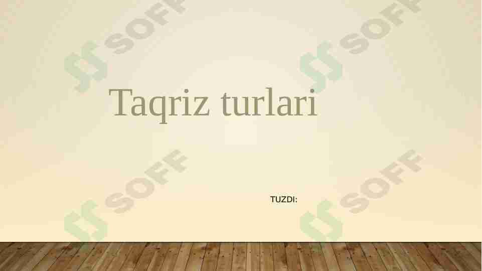 Taqriz turlari