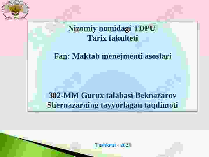 Zamonaviy rahbar ma’naviy qiyofasi va unga qo’yiladigan talablar