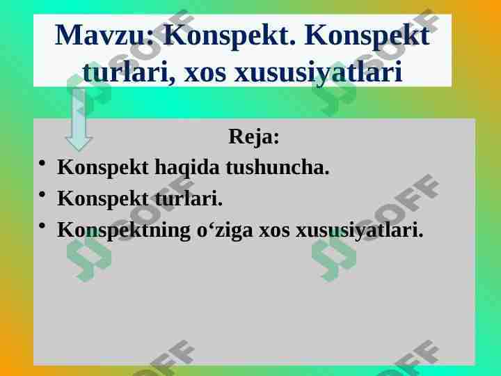 konspekt va uning turlari