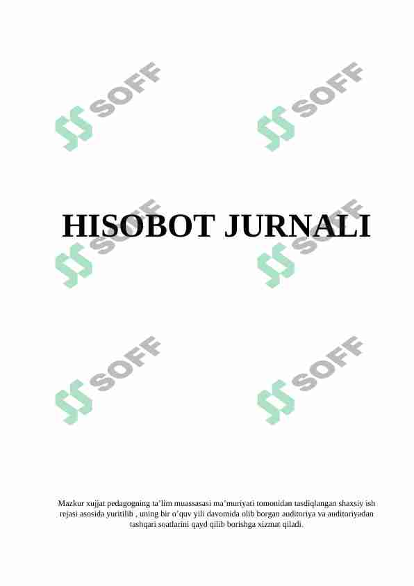 Ustozlar uchun yillik hisobot qo'llanma, ish plan, hisobot jurnali