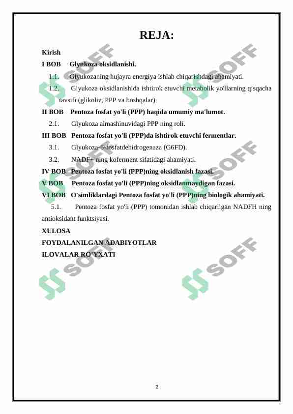 Glyukozani pentzomonofosfat yo’li bilan oksidlanishi va uning mohiyati