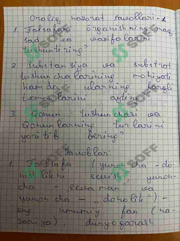 Falsafadan savollarga javoblar.