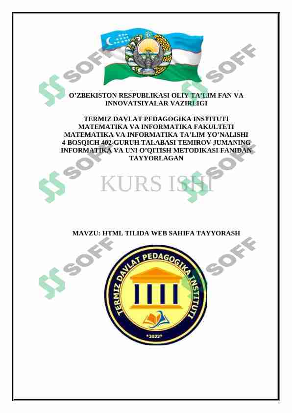 HTML TILIDA WEB SAHIFA TAYYORASH