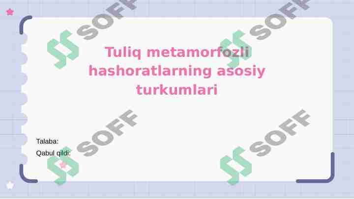 Tuliq metamorfozli hashoratlarning asosiy_ urkumlar