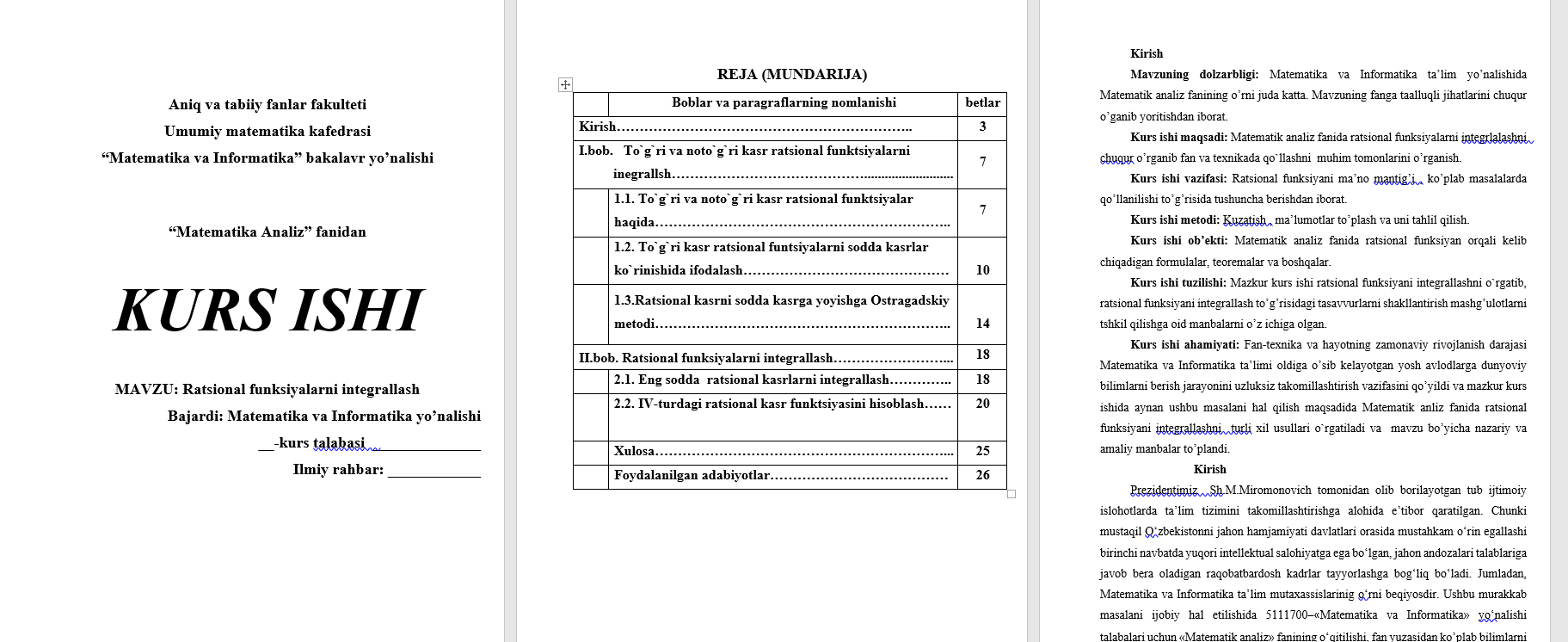 Ratsional funksiyalarni integrallash