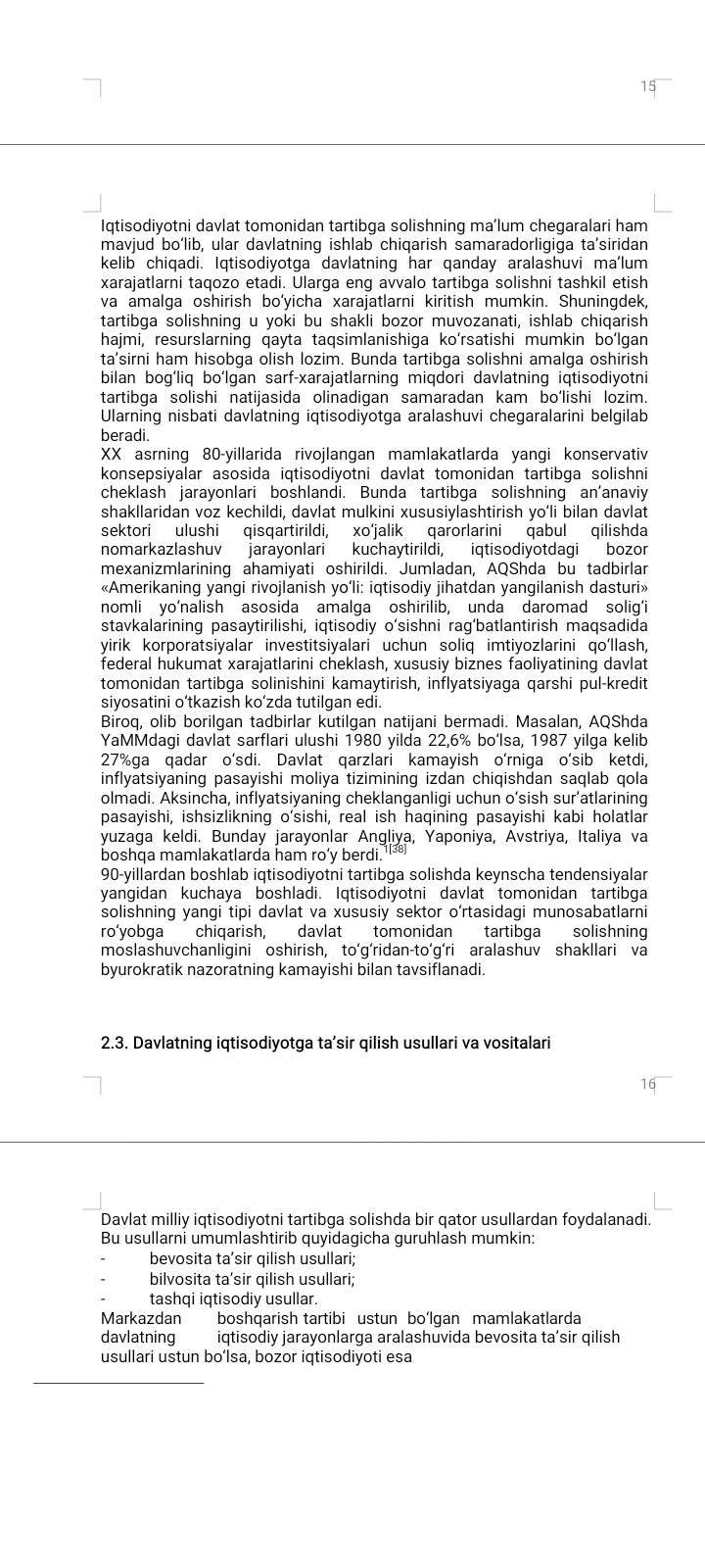 Turli sohalar bo’yicha davlatning iqtisodiy siyosati eseey