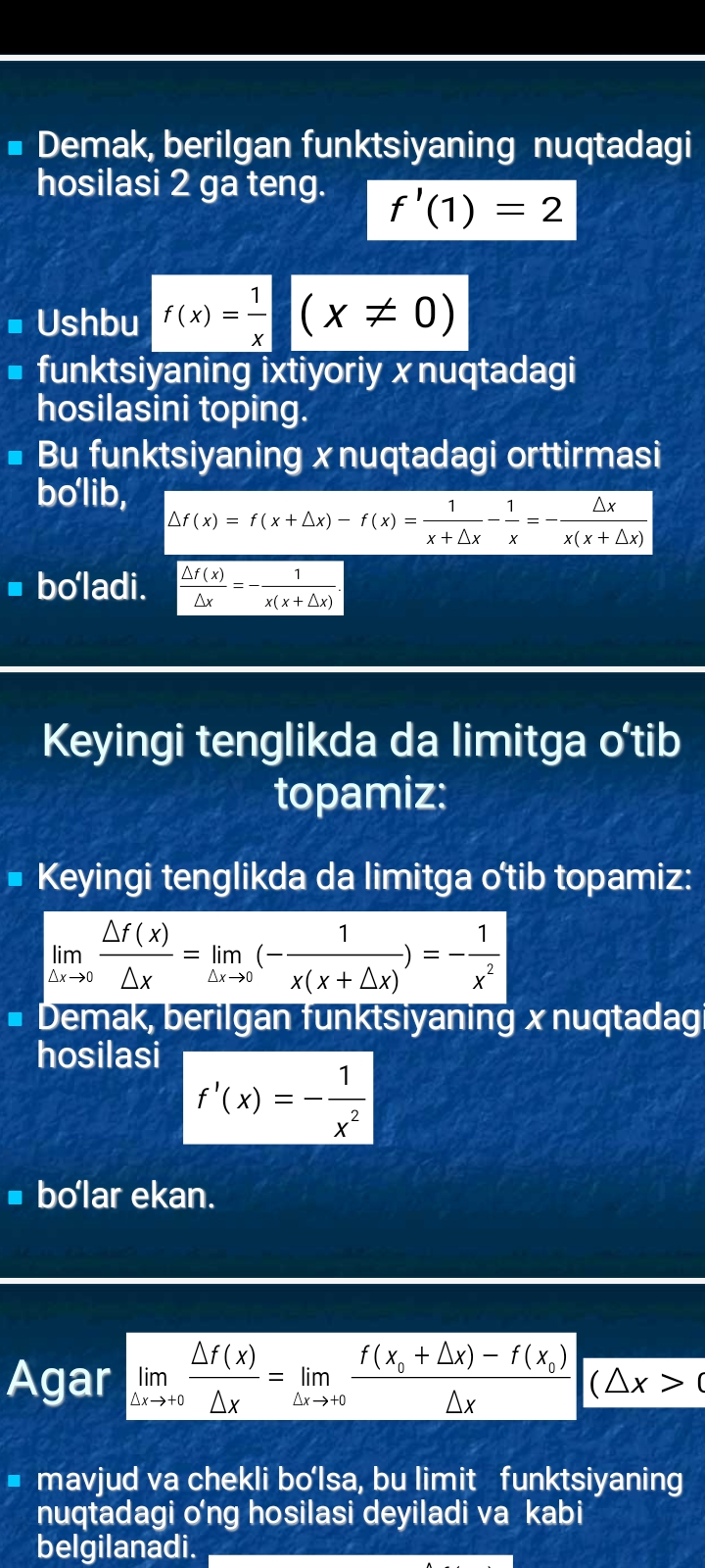 Funksiya hosilasi