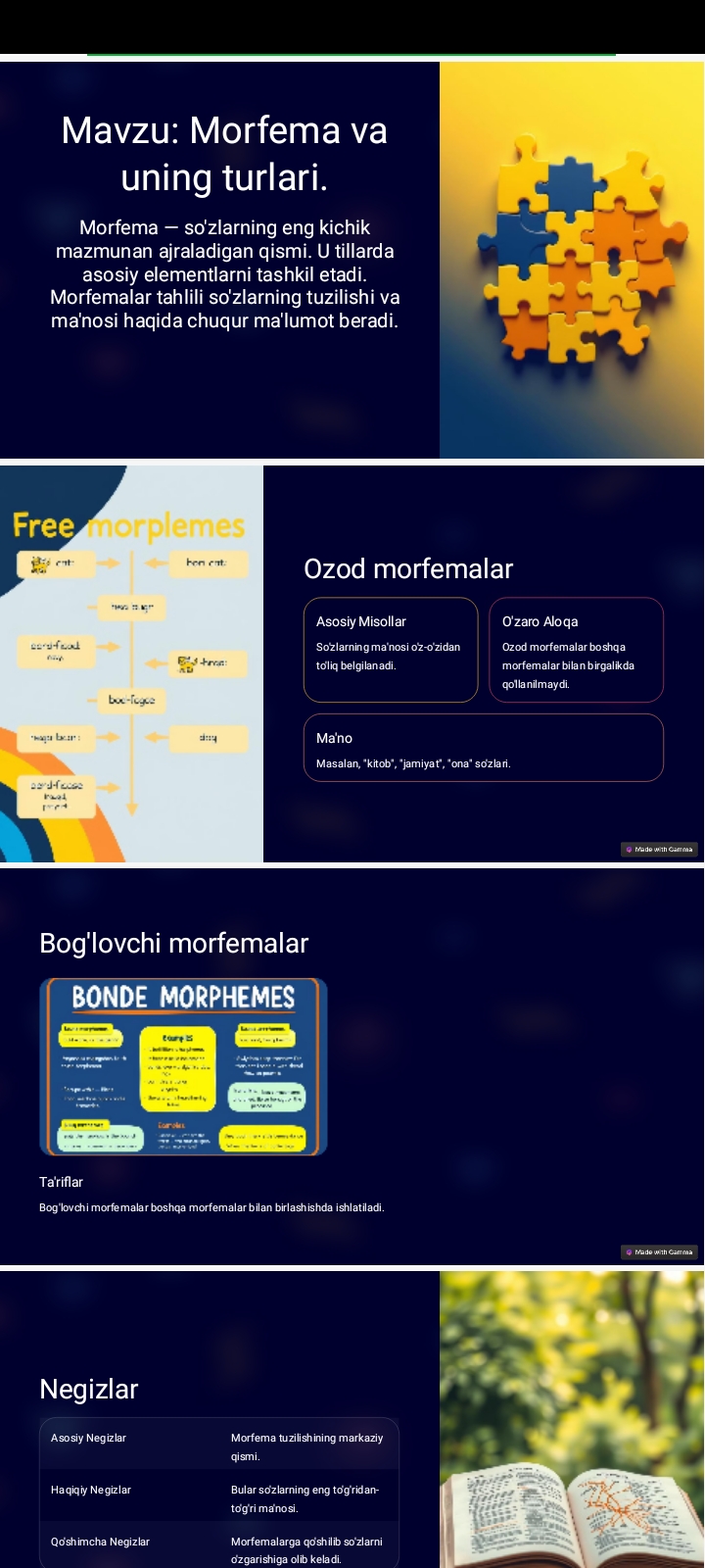 Morfema va uning turlari