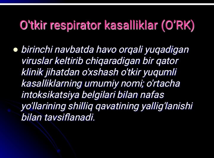 Havo tomchi yo’li bilan yuqadigan infeksiyalaring tayanch tashxisot belgilari