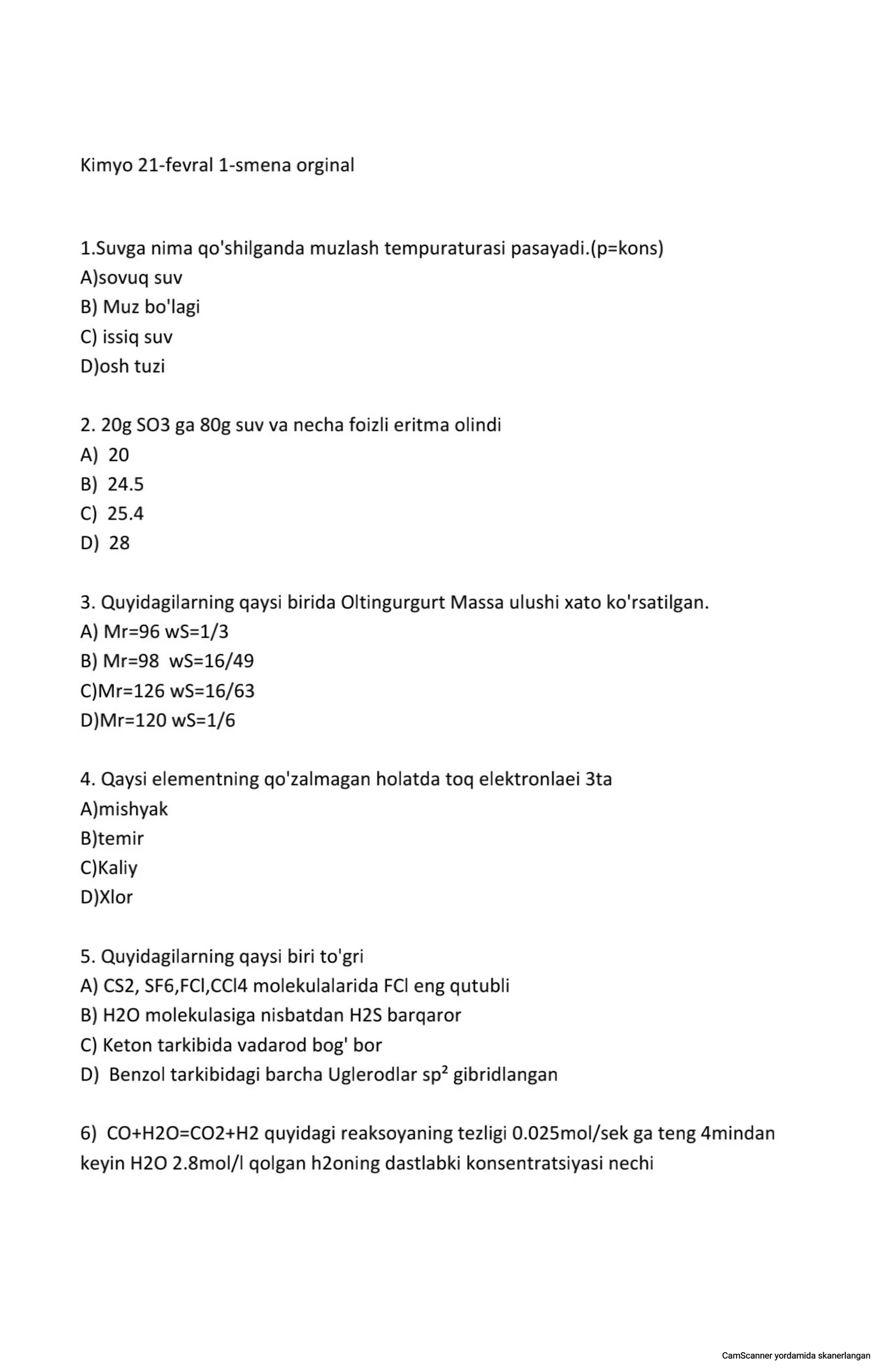 Kimyo milliy sertifikat dan