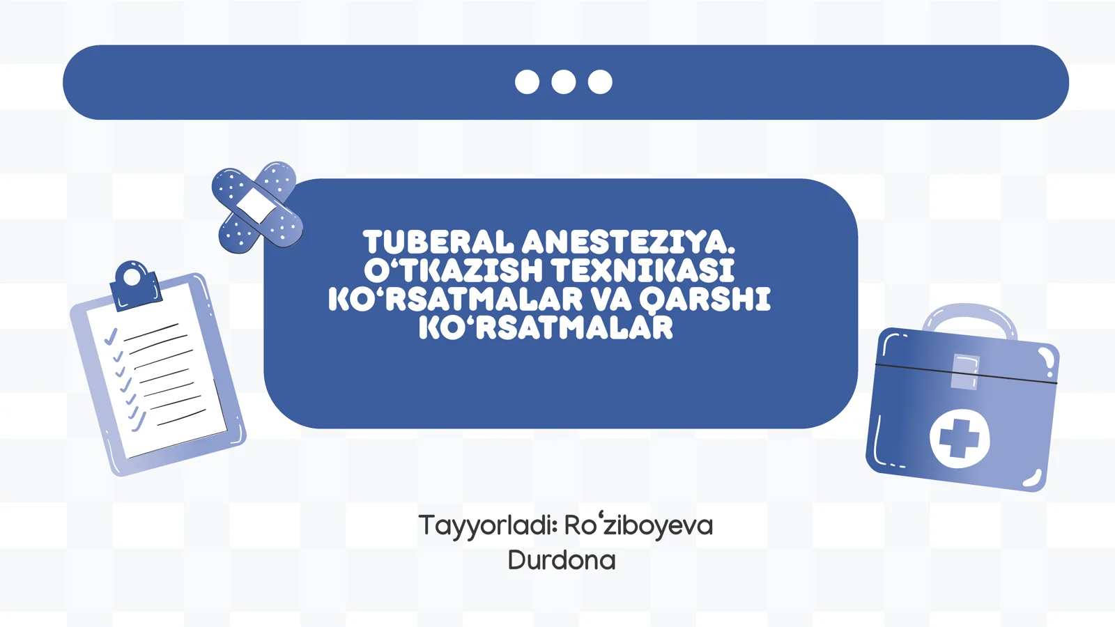 Tuberal anesteziya o‘tkazish tehnikasi. Ko‘rsatmalar va qarshi ko‘rzatmalar