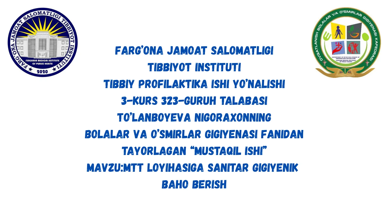 MTT loyihasini sanitar-gigiyenik baxo berish