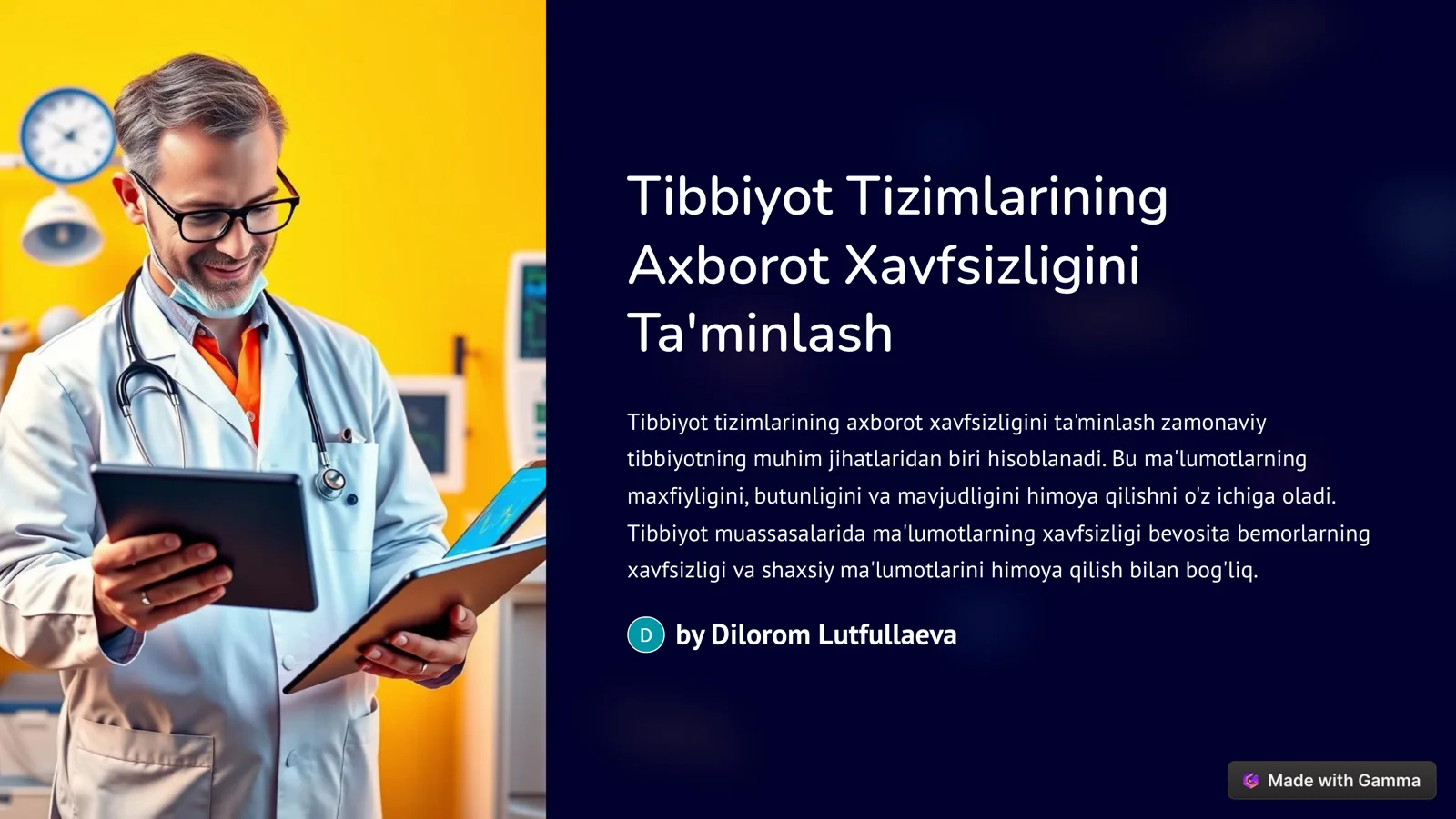 Tibbiyot Tizimlarining Axborot Xavfsizligini Ta'minlash