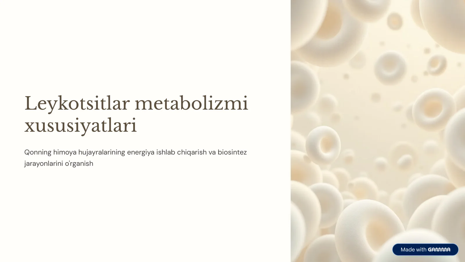 Leykotsitlar metabolizmi xususiyatlari