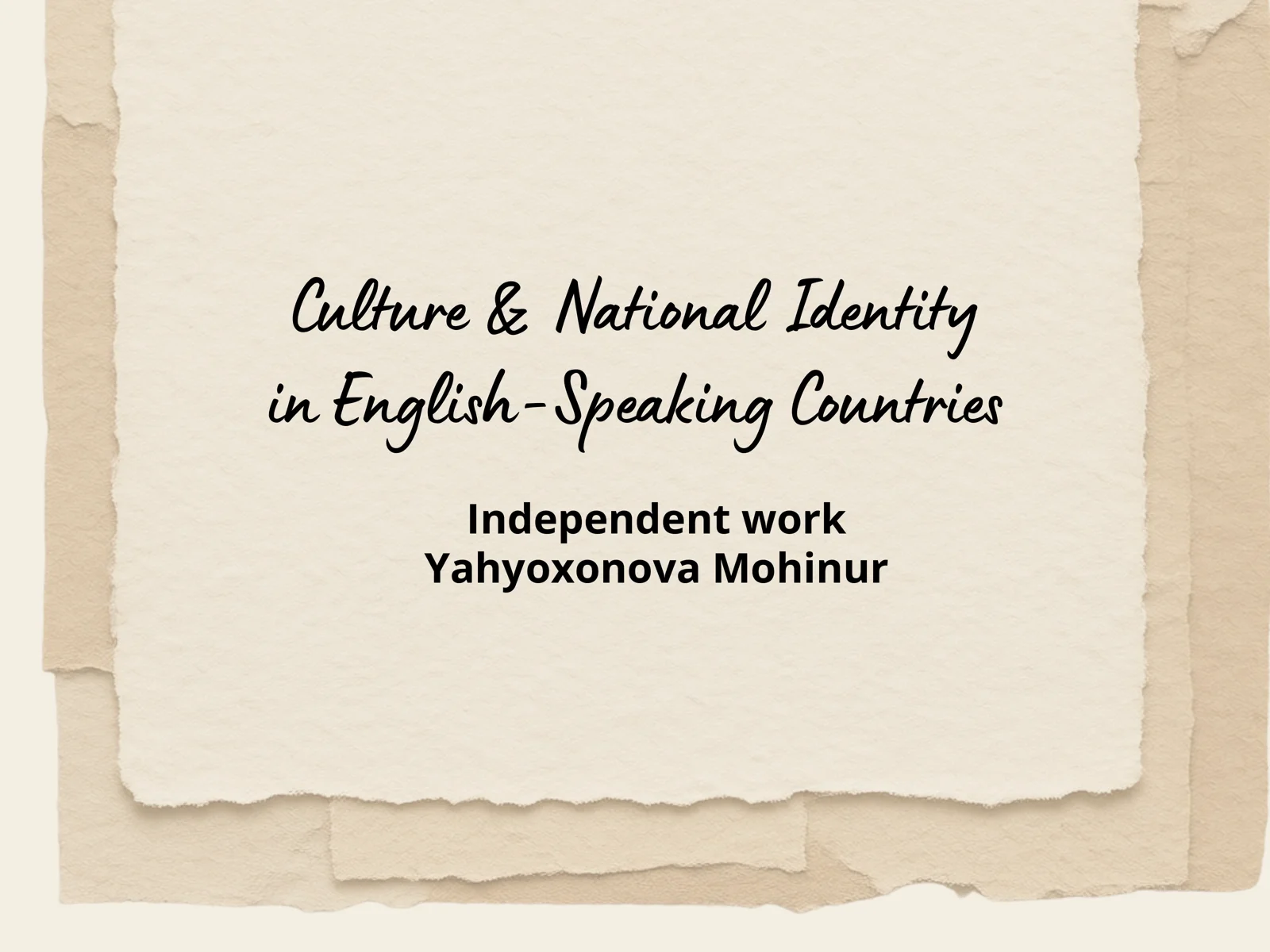Culture & National Identity in English-Speaking Countries