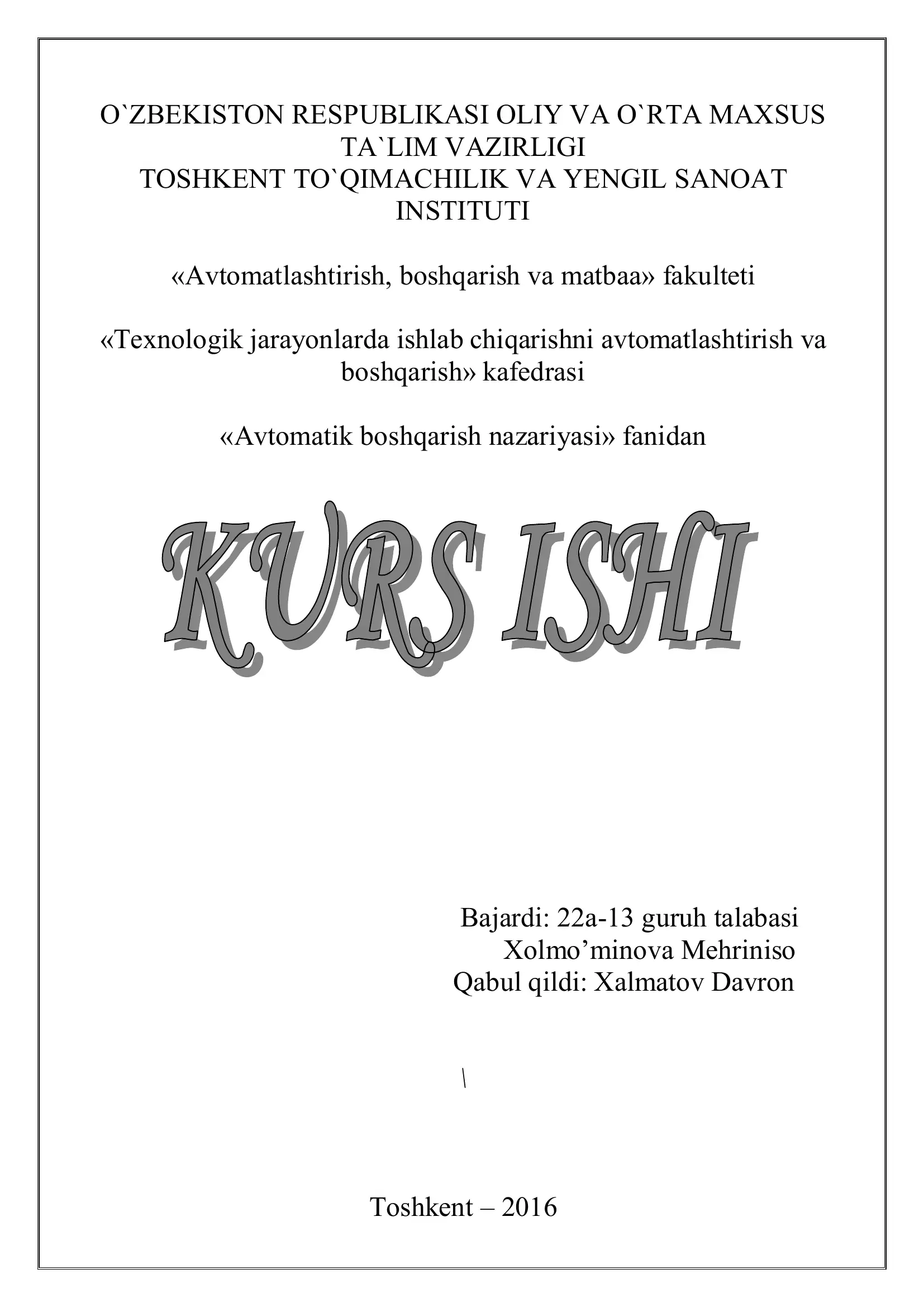 Bеrilgаn аniqlik аsоsidа sistеmаning vа оldingi kuchаytirgichning zаruriy uzаtish kоeffisiеntlаrini аniqlаsh