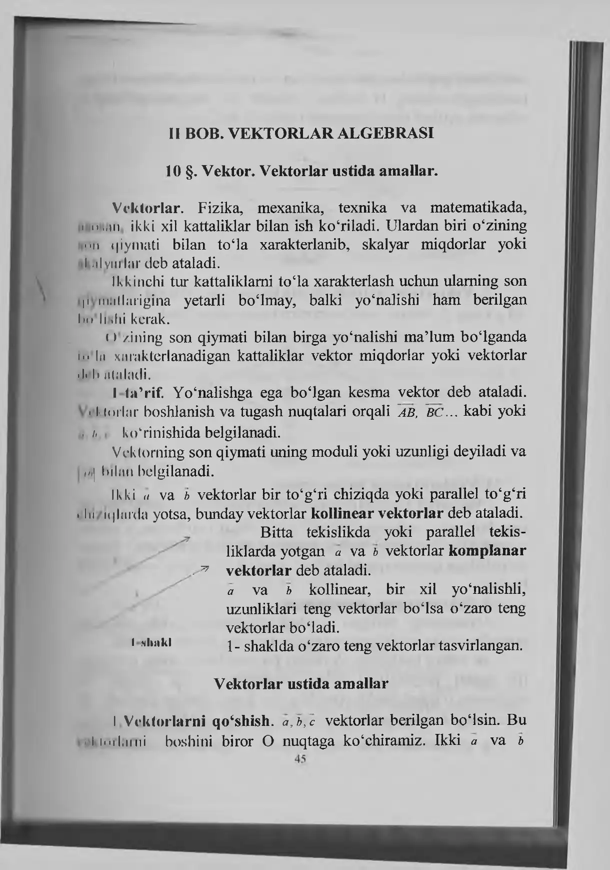 BOB. VEKTORLAR ALGEBRASI