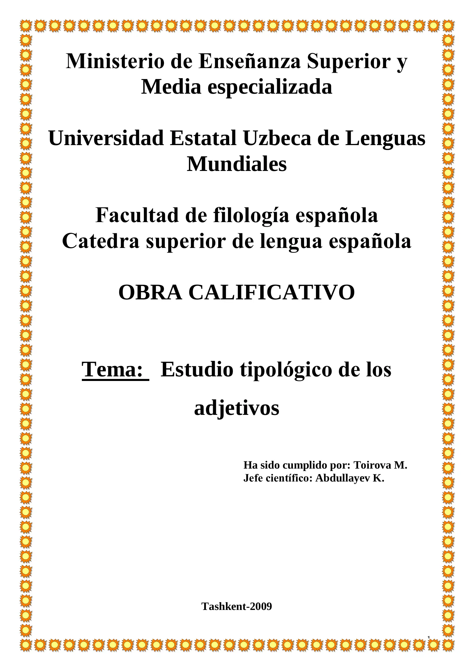 Estudio tipológico de los adjetivos