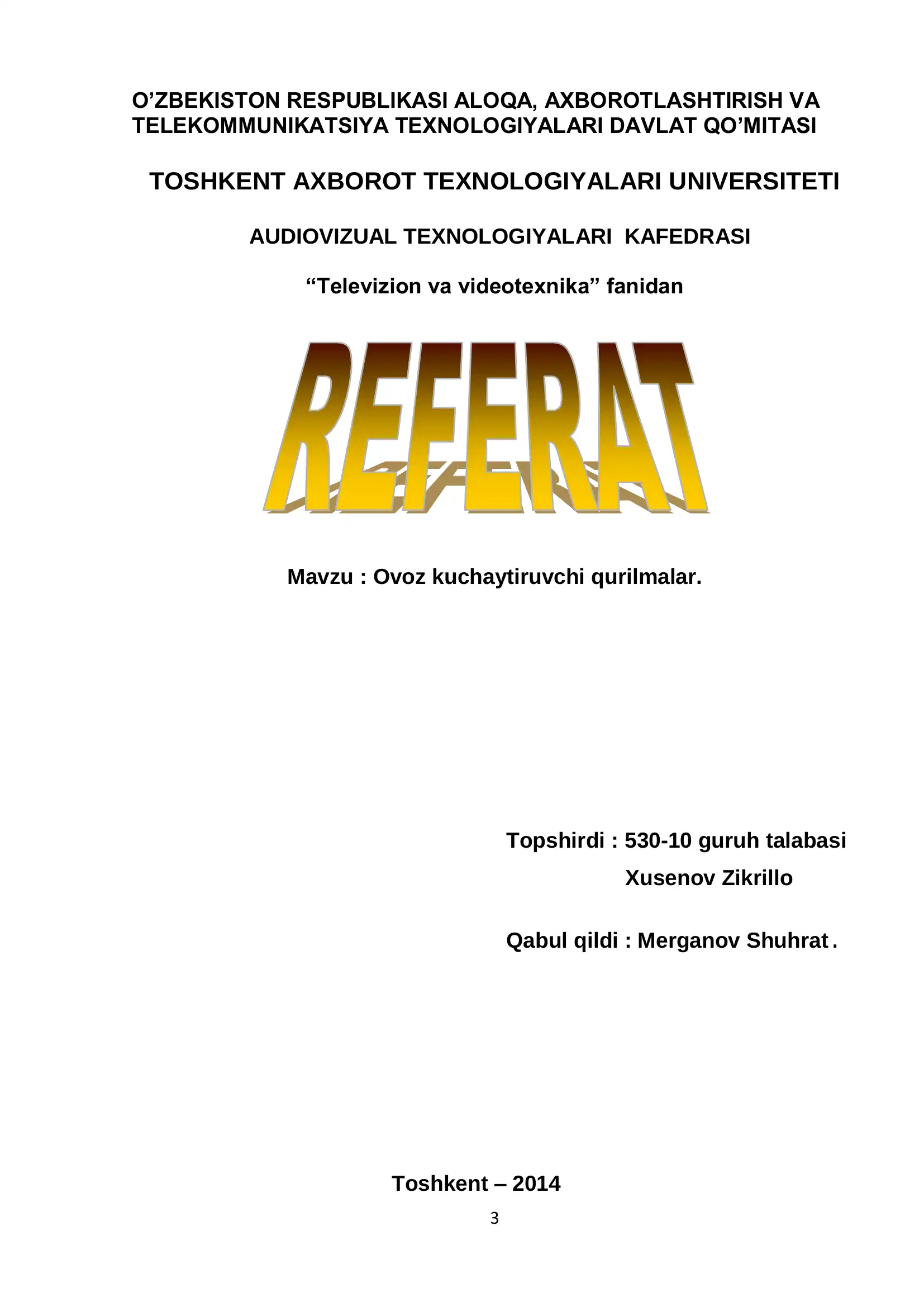 Ovoz kuchaytiruvchi qurilmalar