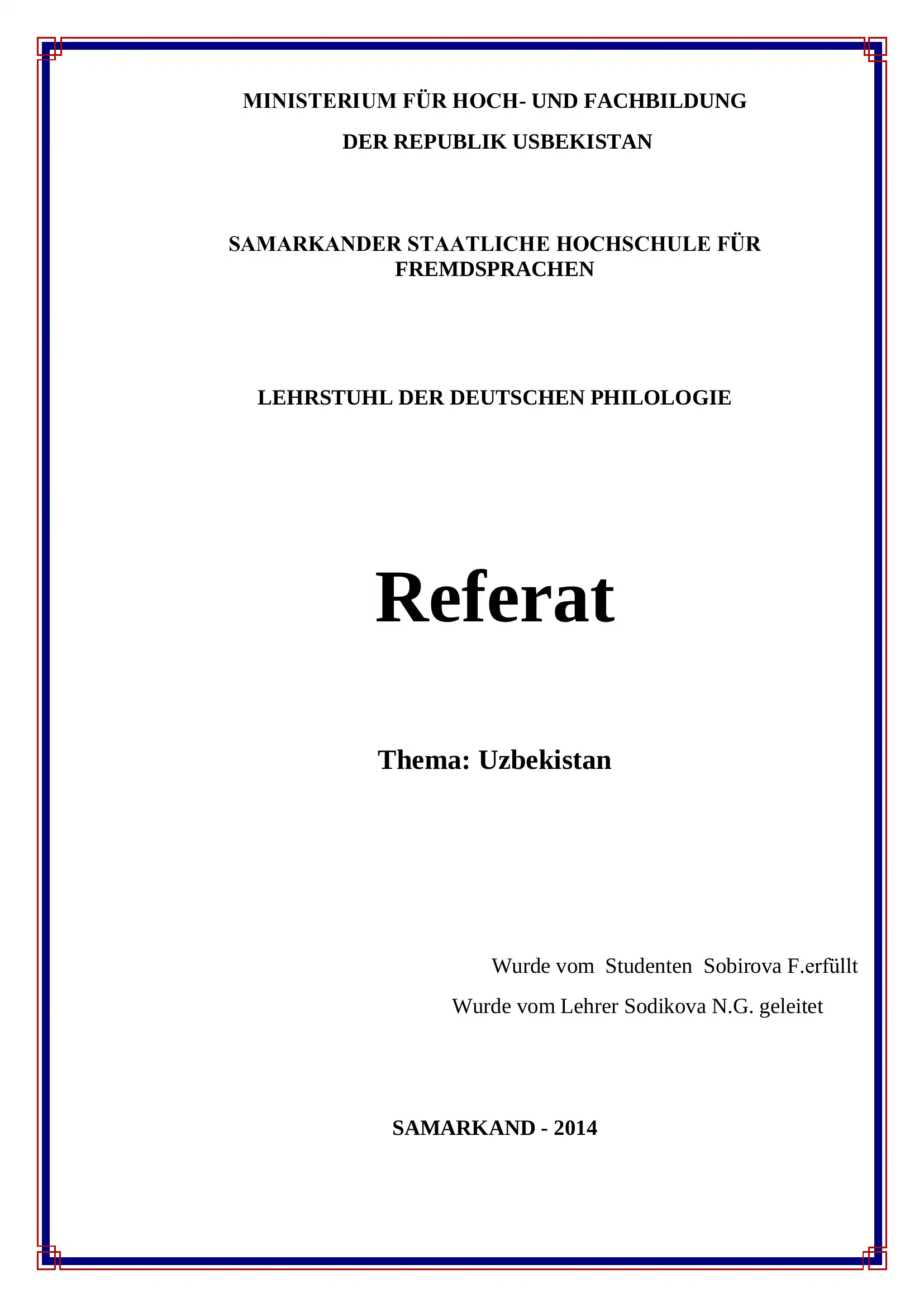 Referat über Usbekistan