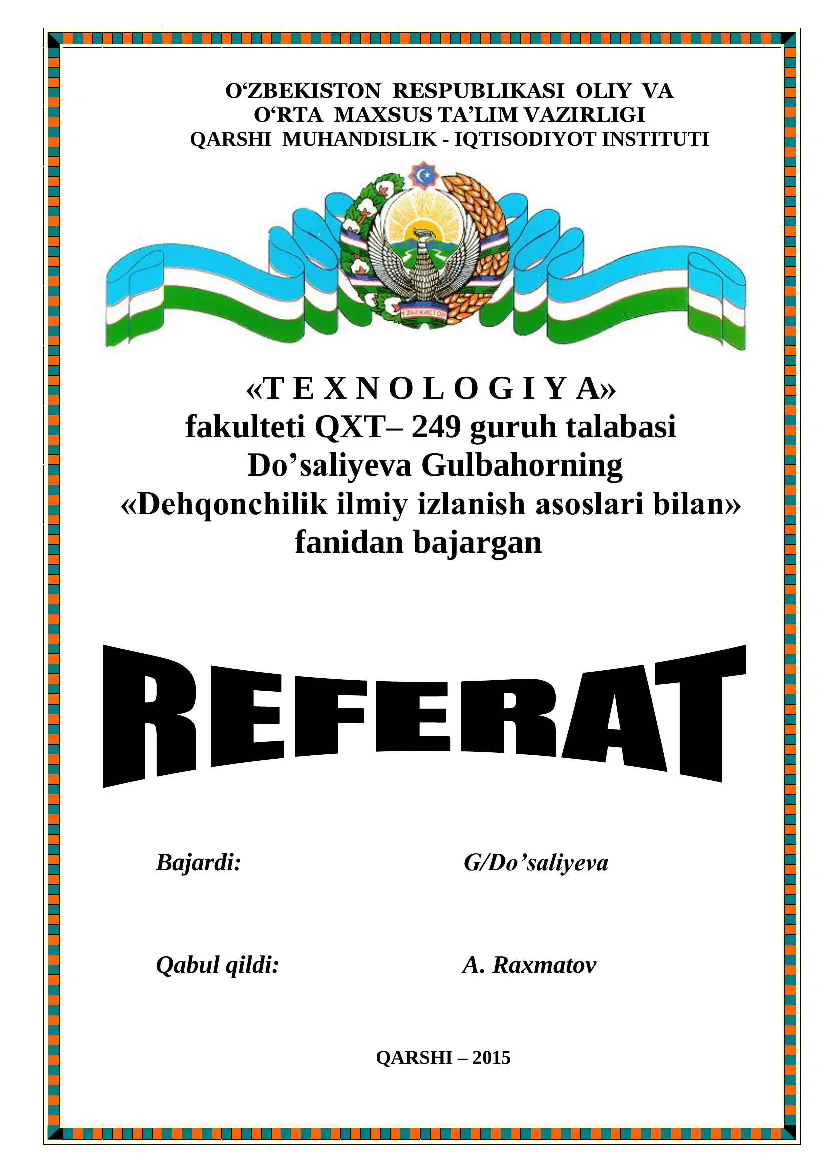 Sho‘rlanish darajalari bo‘yicha sho‘r yuvish me’yorlari va sonlarini ishlab chiqish