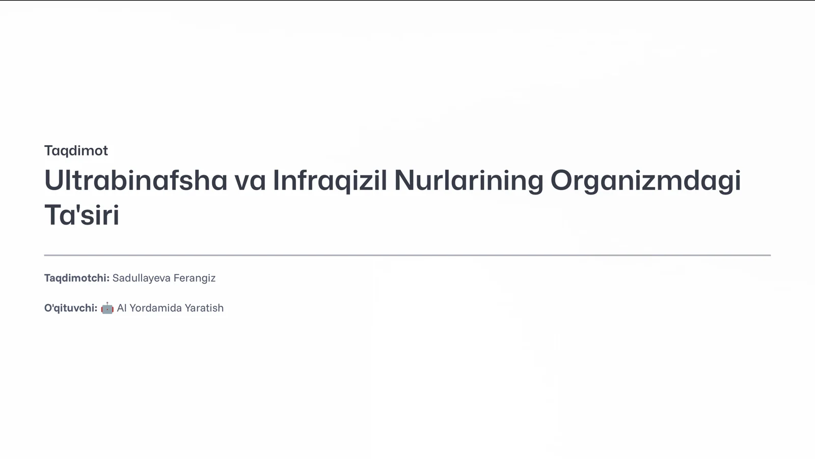 Ultrabinafsha va Infraqizil Nurlarining Organizmdagi Ta'siri