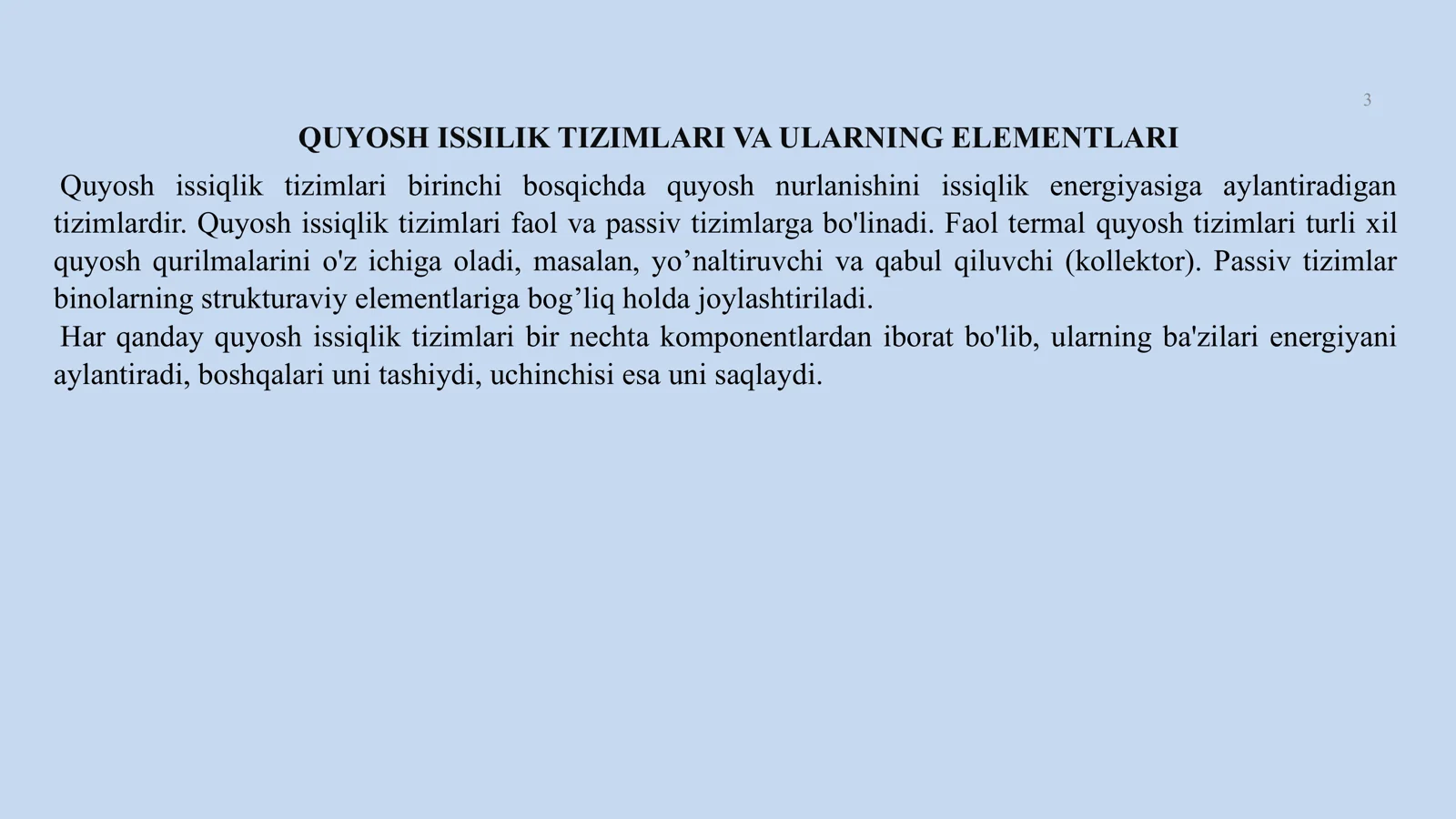 quyosh issiqlik qurilmalari