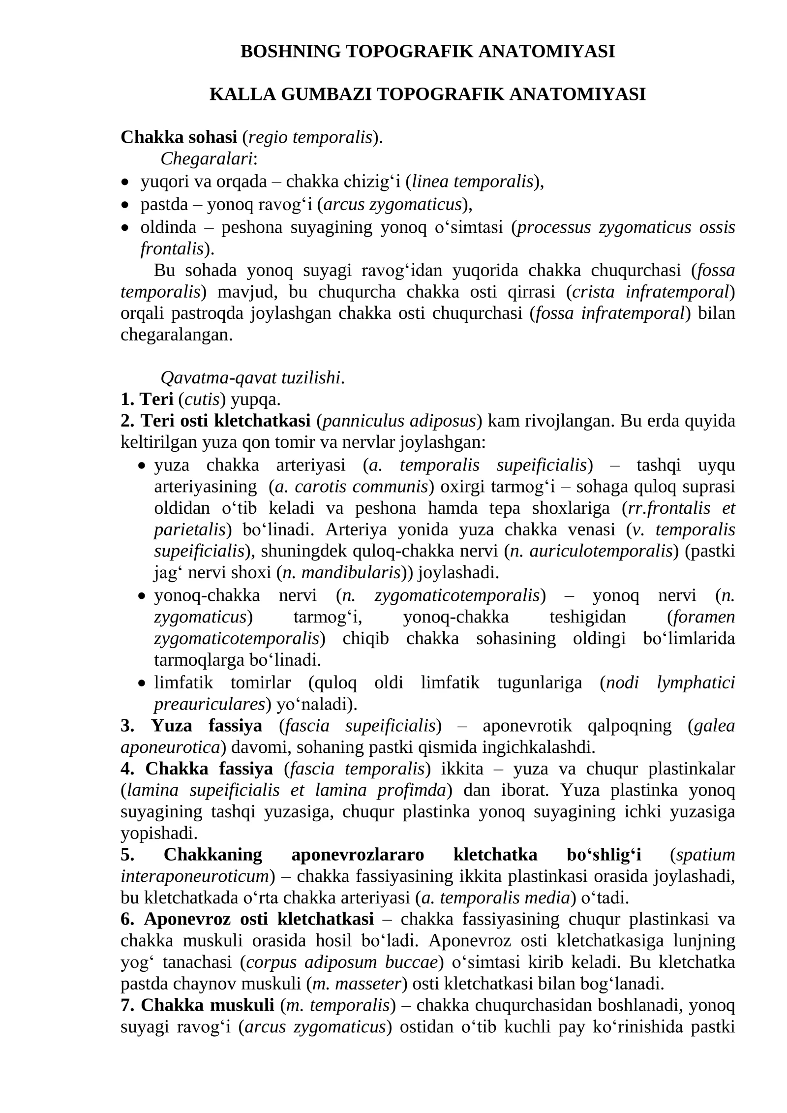 chakka sohasi topografik anatomiyasi