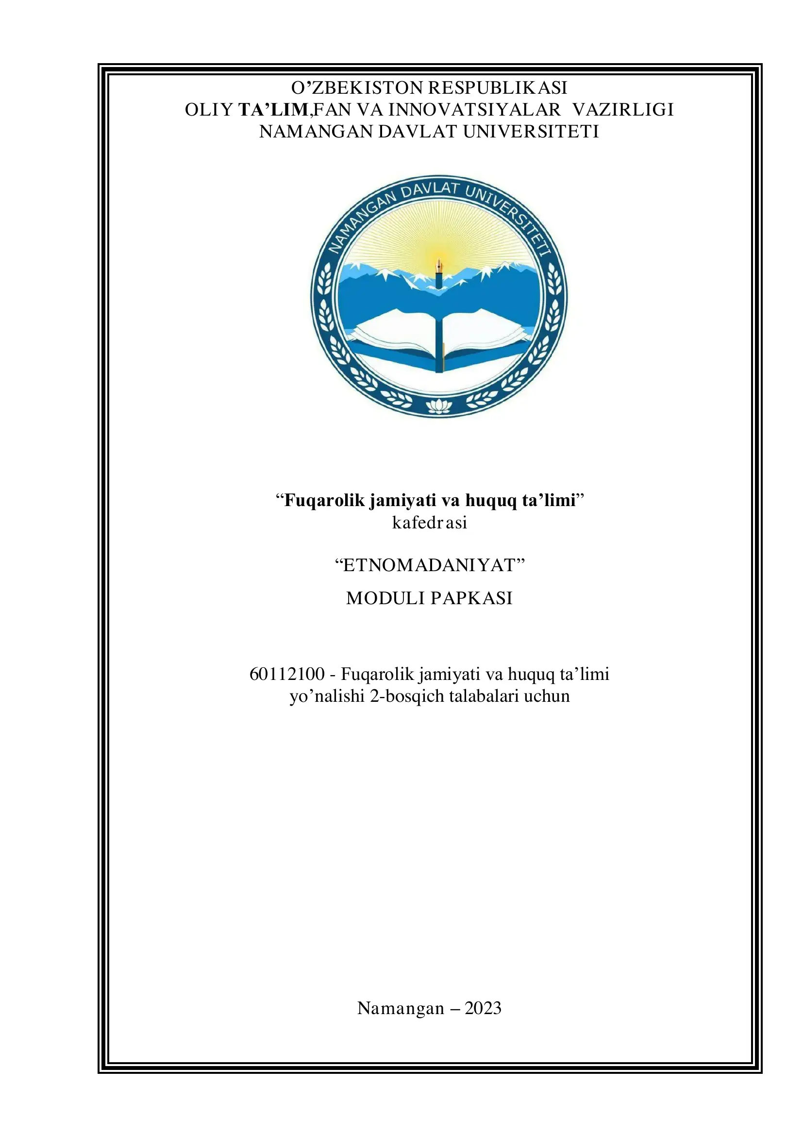 Modul Papka "Etnomadaniyat"