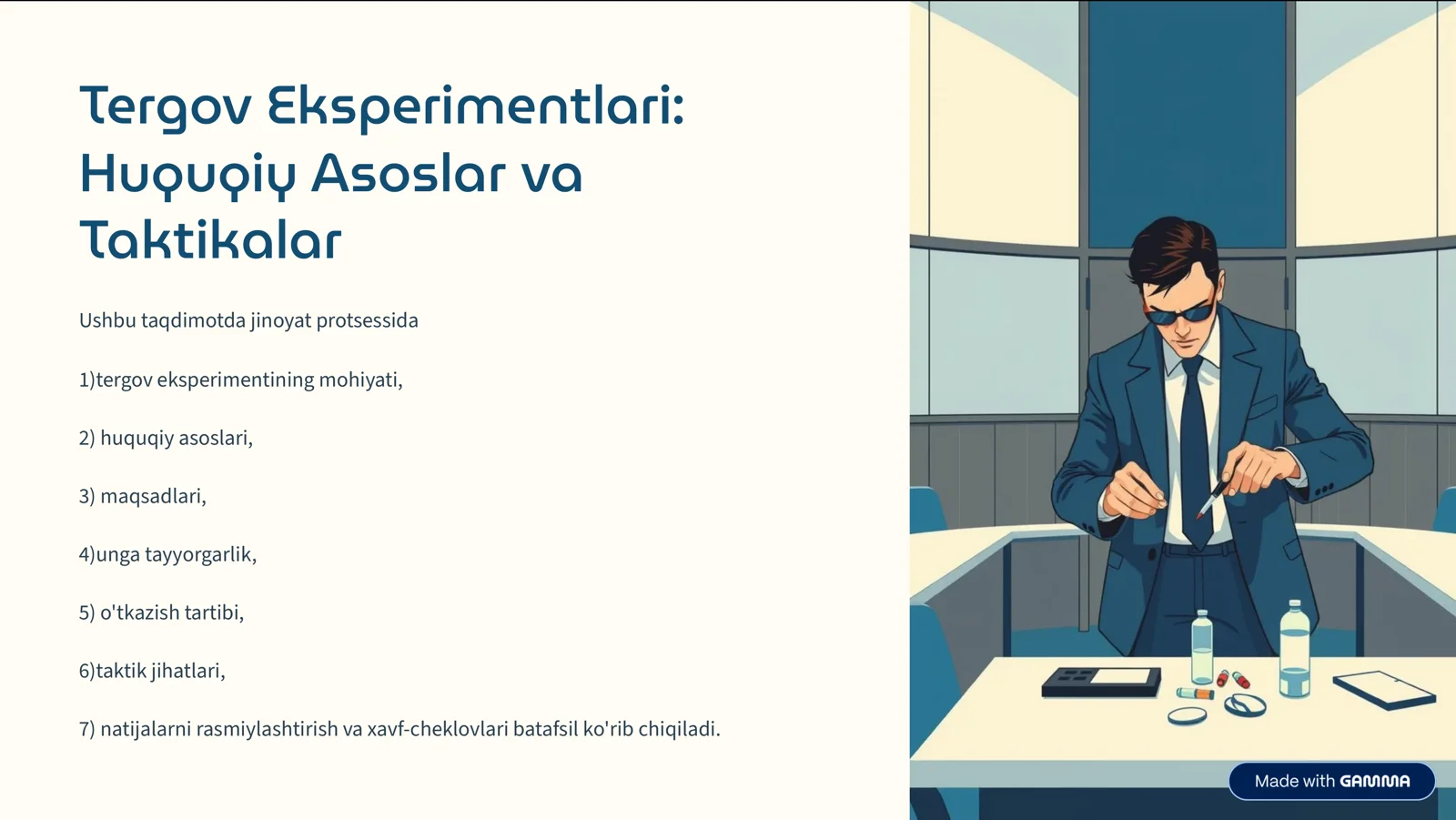 Tergov Eksperimentlari: Huquqiy Asoslar va Taktikalar