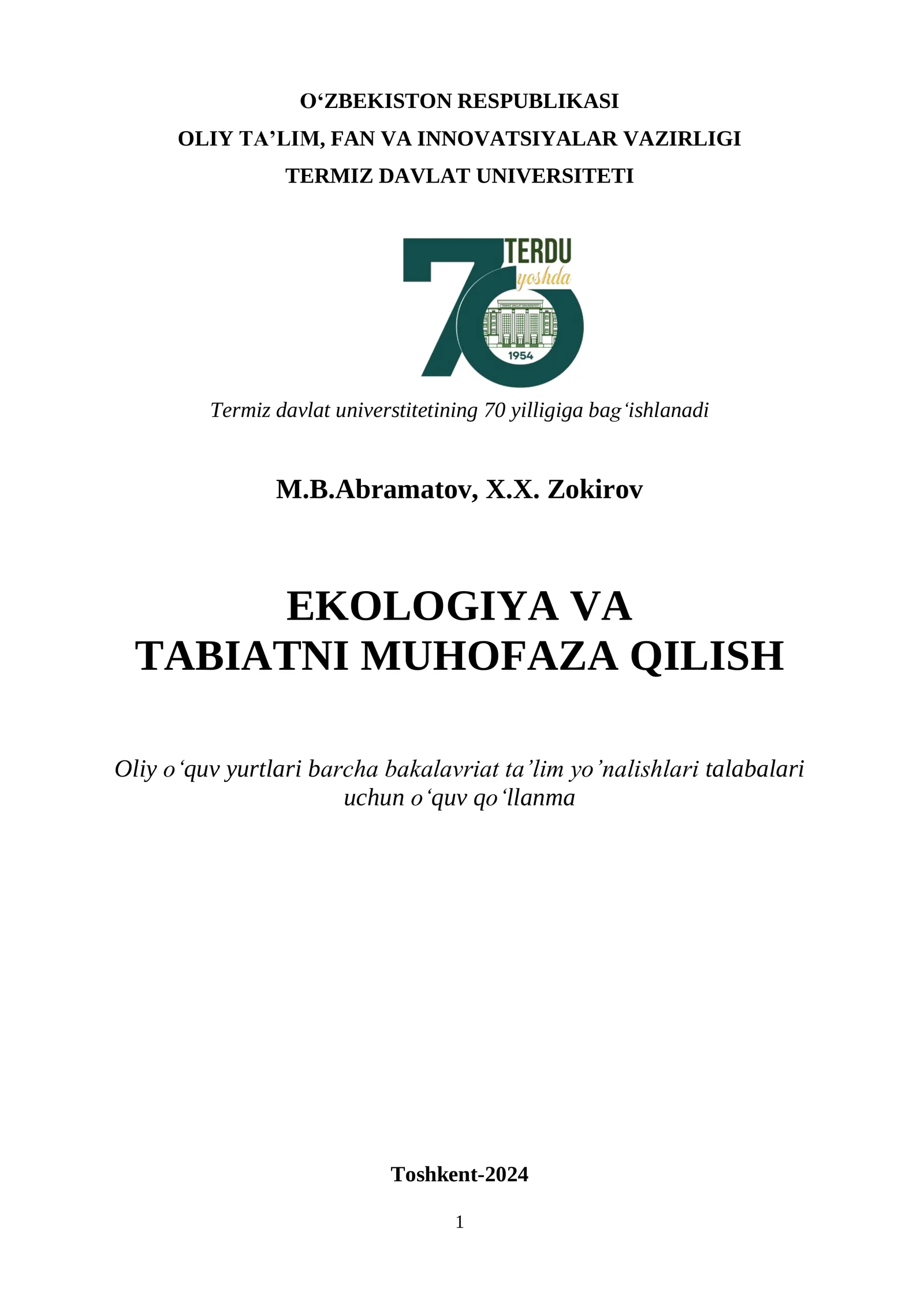 Ekologiya va tabiatni muhofaza qilish