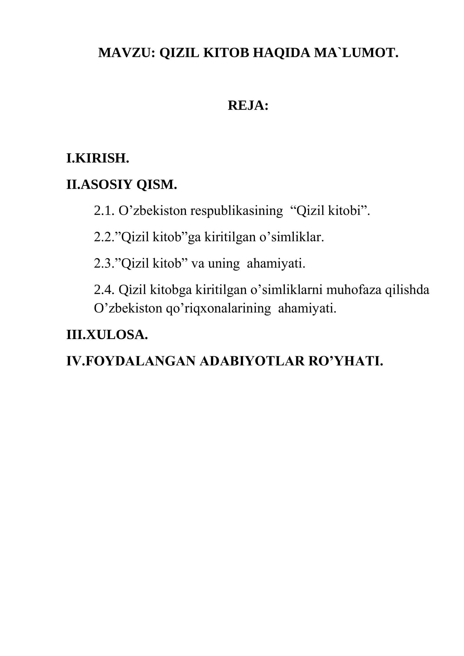 QIZIL KITOB HAQIDA MA`LUMOT