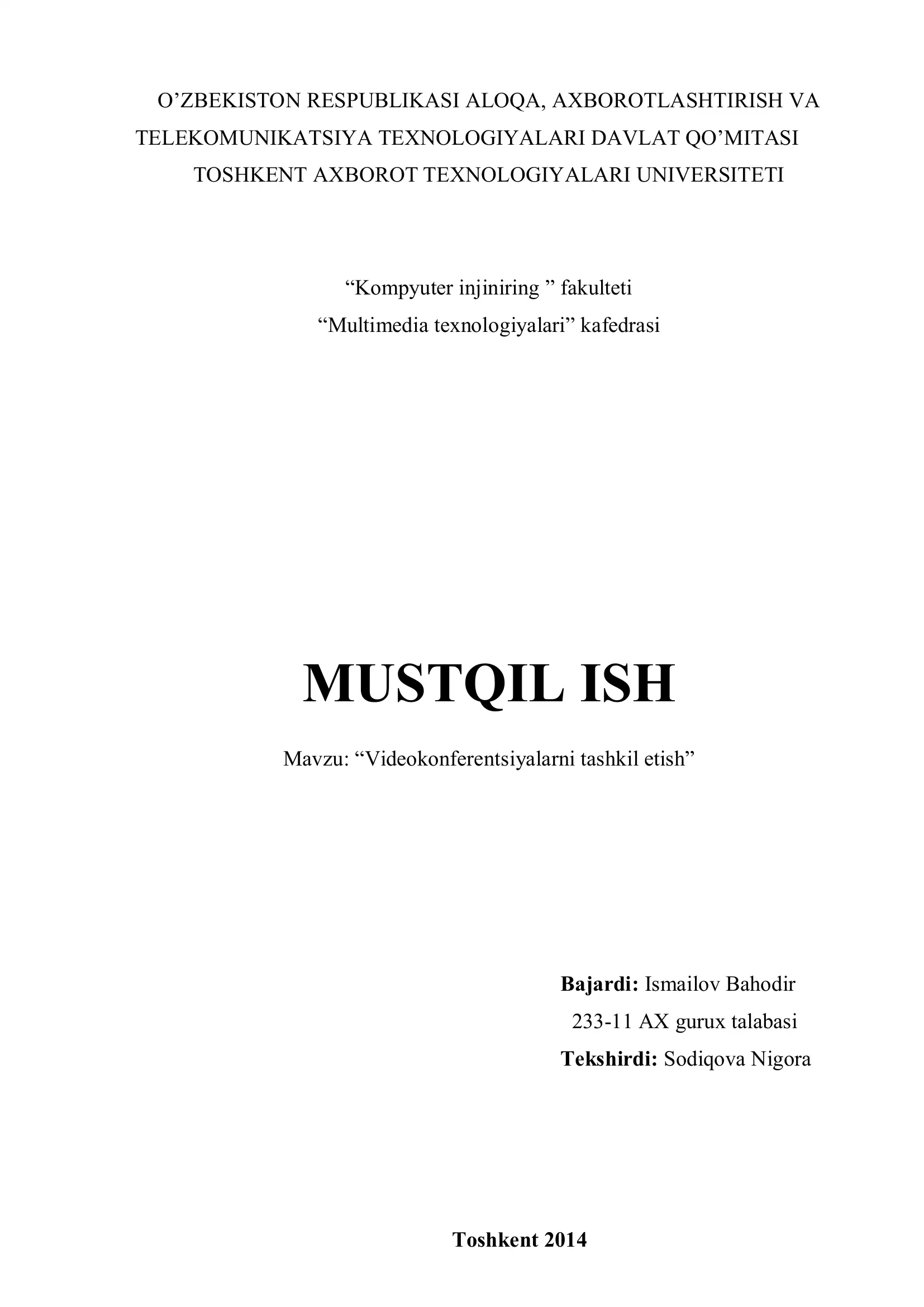 Videokonferentsiyalarni tashkil etish