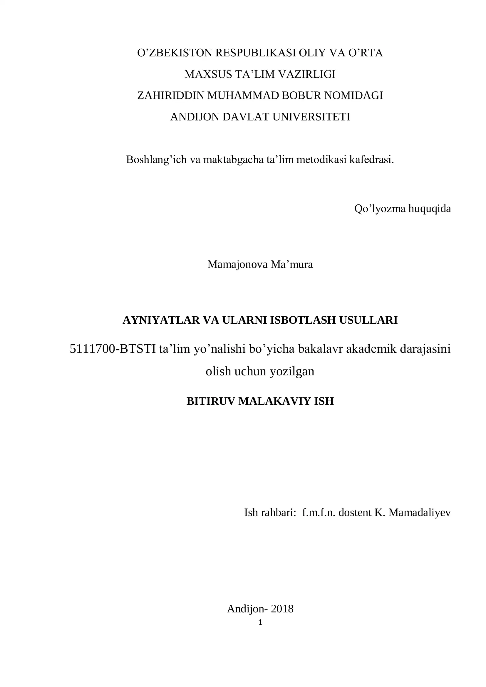 Ayniyatlar va ulanri isbotlash usullari