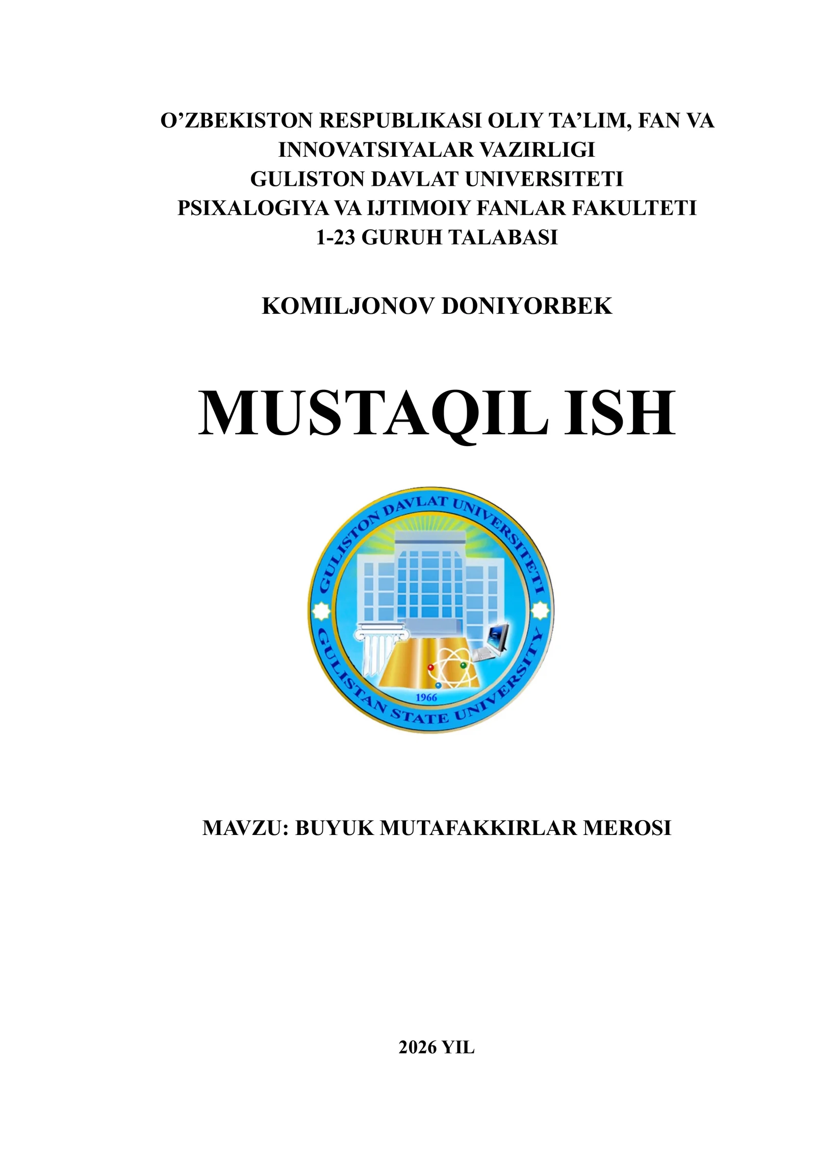 Buyuk mutafakkirlar merosi