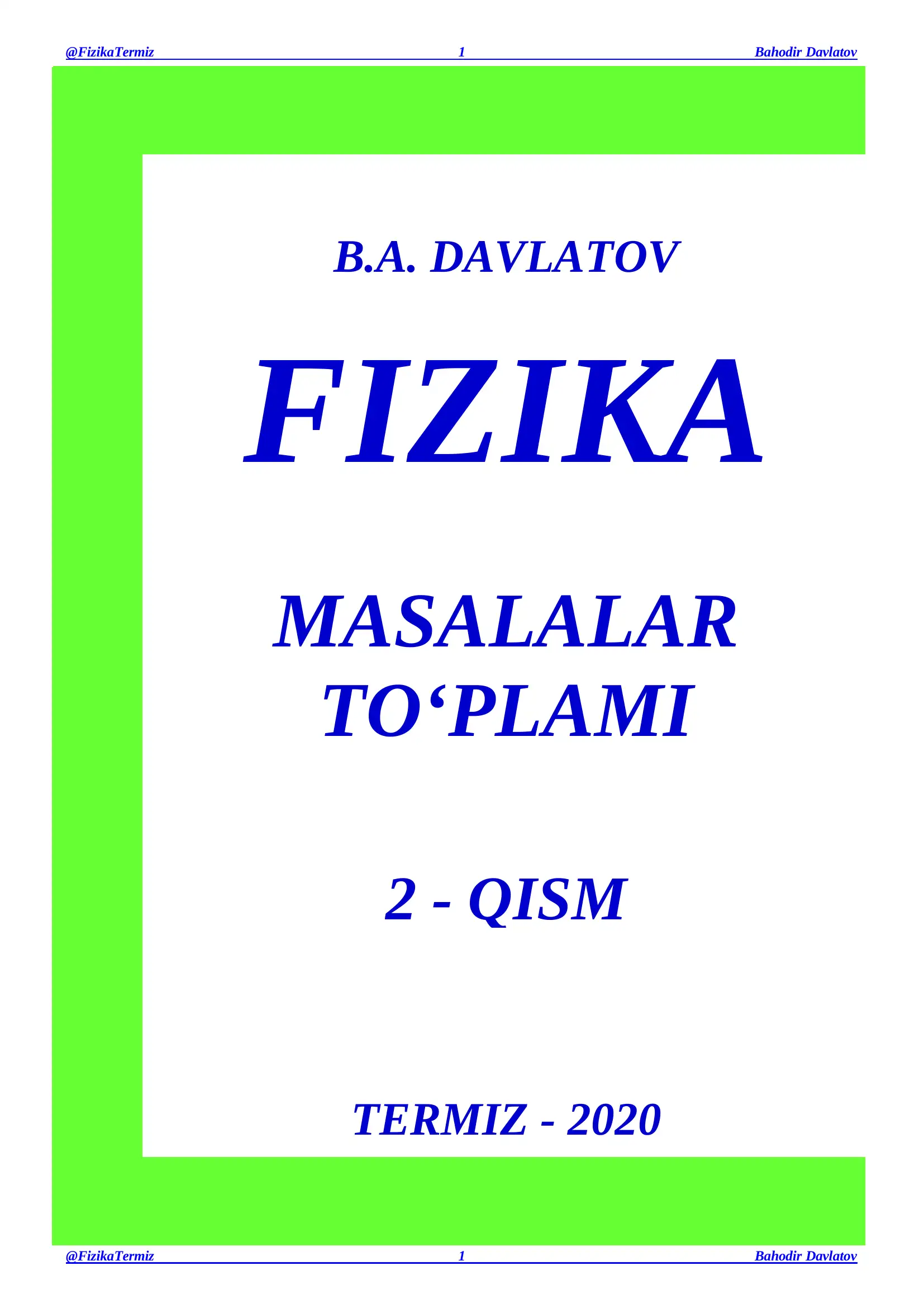 FIZIKA MASALALAR TO‘PLAMI