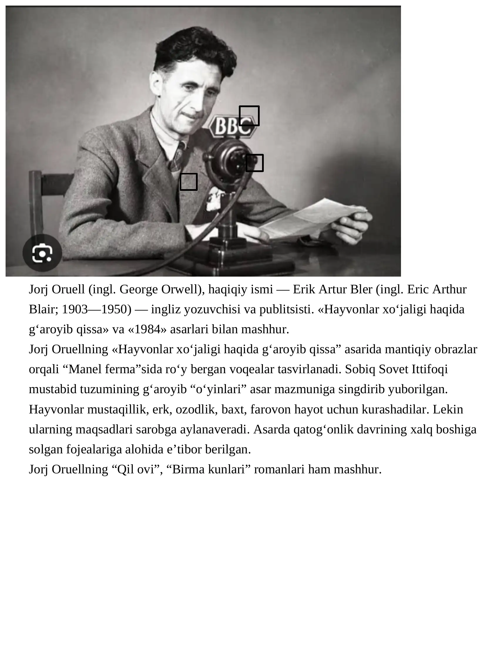 Jorj Oruellning "Hayvonlar xo‘jaligi haqida g‘aroyib qissa"