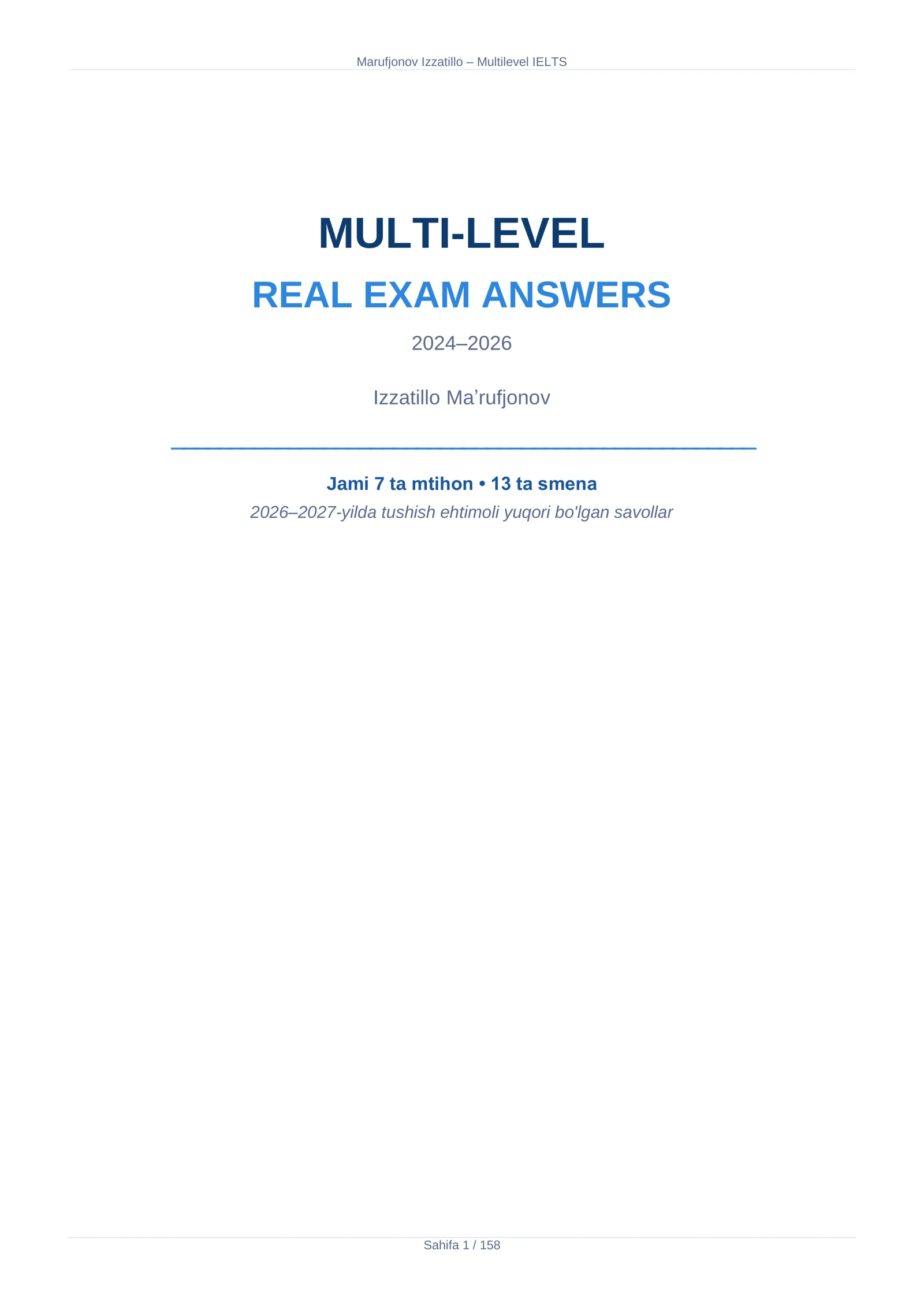 Multi-Level real exam questions 2024-2026