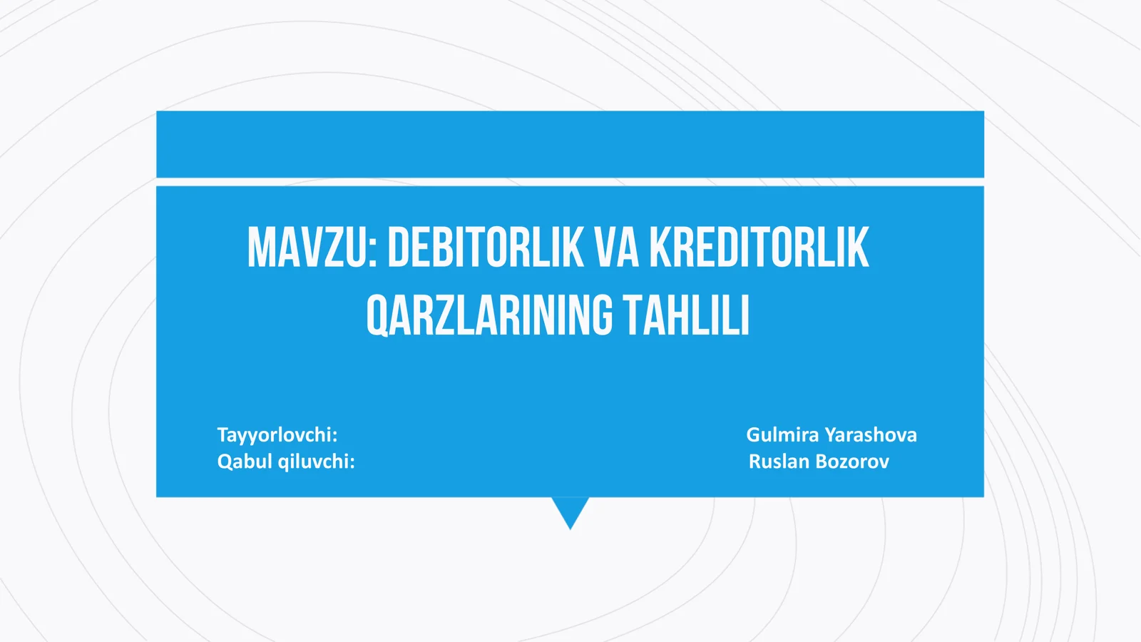 Debitorlik va kreditorlik qarzlarining tahlili