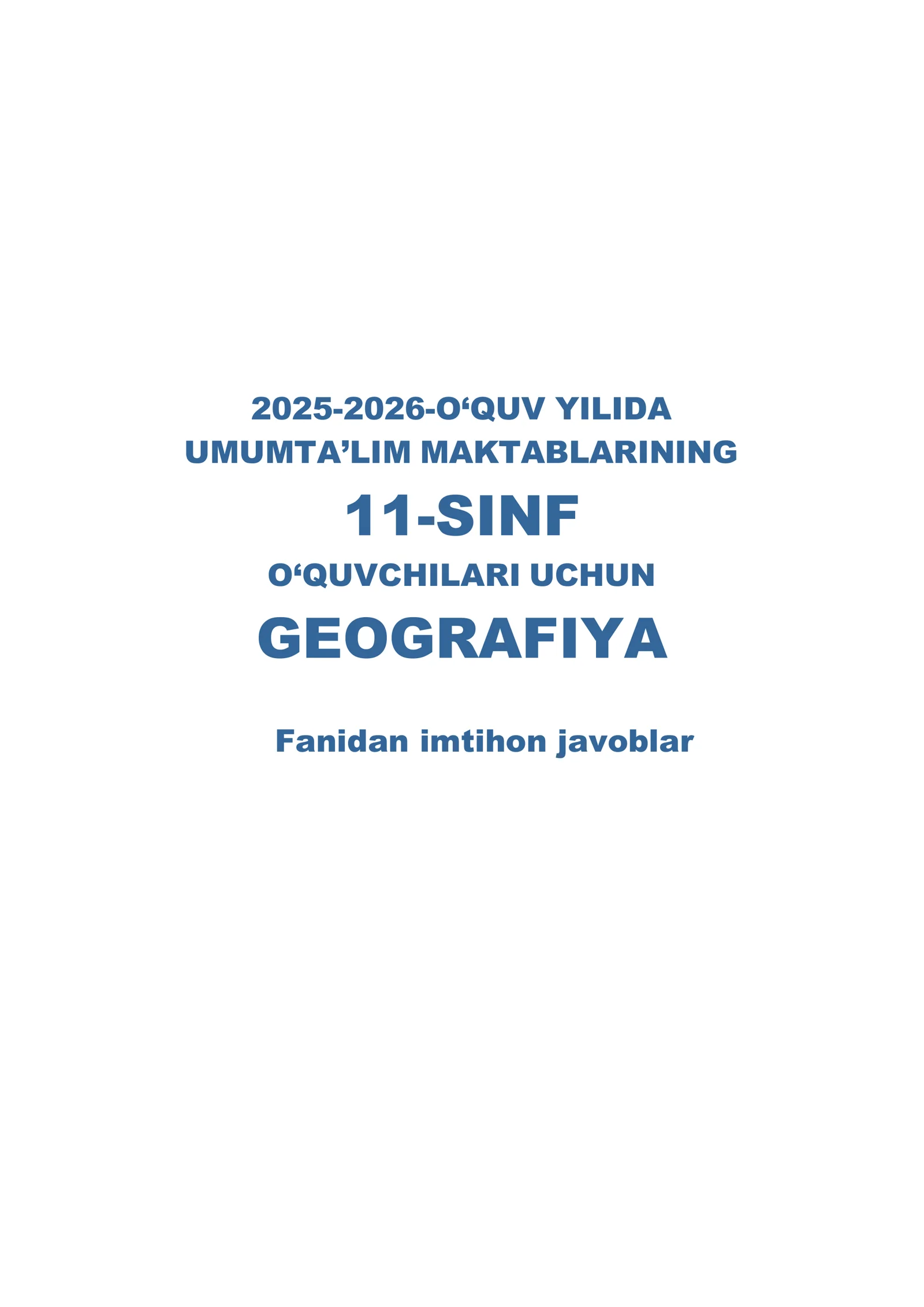 GEOGRAFIYA Fanidan imtihon javoblar